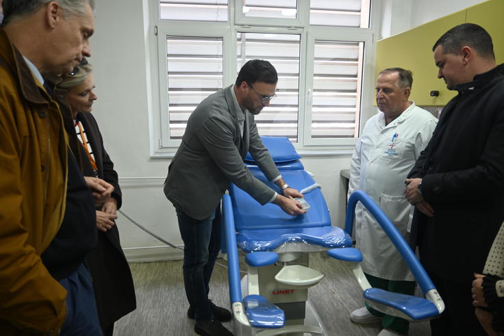 Modern gynaecological examination table. 