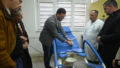 Modern gynaecological examination table. 