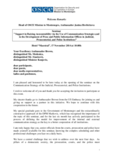 Speech by the Head of Mission at the openinig of Raising Accountability Seminar