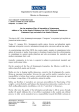 Statement on the occasion of Day of Journalists of Montenegro by Waldemar Figaj, Acting Head of Mission of the OSCE Mission to Montenegro