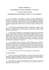 Recommendations on strengthening the quality of local governance