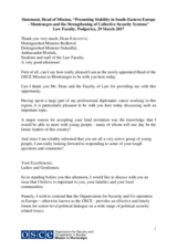 “Promoting Stability in South-Eastern Europe - Montenegro and the Strengthening of Collective Security Systems"